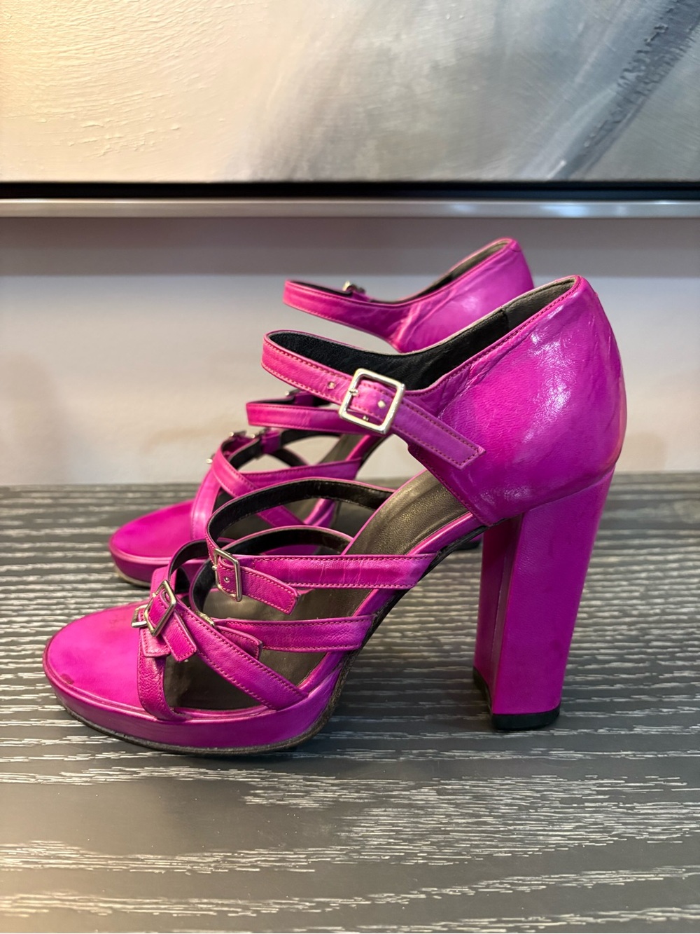 Browns Couture Fuchsia Strappy Block Heel 🇮🇹